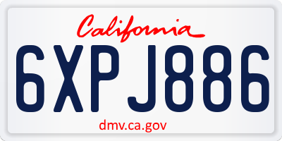 CA license plate 6XPJ886