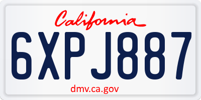 CA license plate 6XPJ887