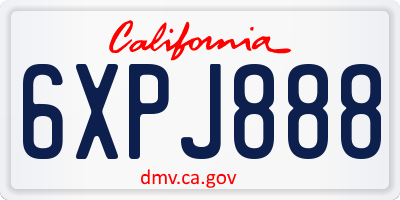 CA license plate 6XPJ888