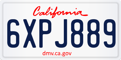 CA license plate 6XPJ889