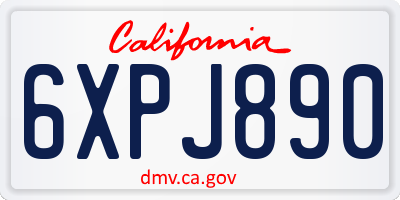 CA license plate 6XPJ890