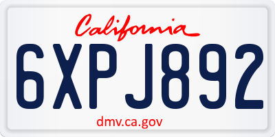 CA license plate 6XPJ892