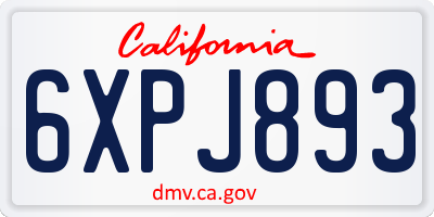 CA license plate 6XPJ893