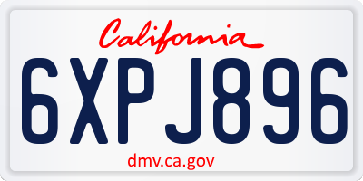 CA license plate 6XPJ896
