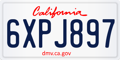 CA license plate 6XPJ897