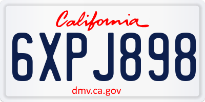 CA license plate 6XPJ898