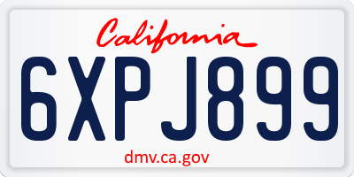 CA license plate 6XPJ899