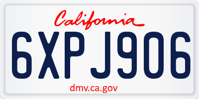 CA license plate 6XPJ906
