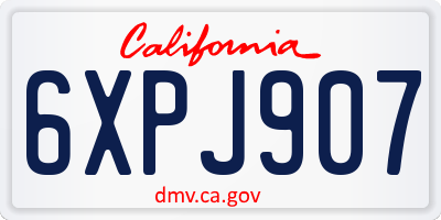 CA license plate 6XPJ907