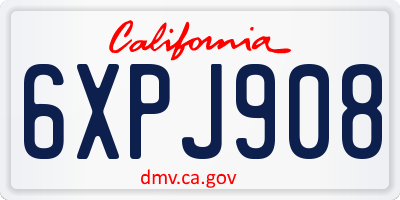 CA license plate 6XPJ908