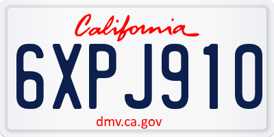 CA license plate 6XPJ910