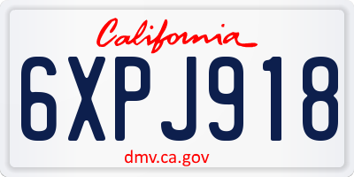 CA license plate 6XPJ918
