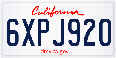 CA license plate 6XPJ920