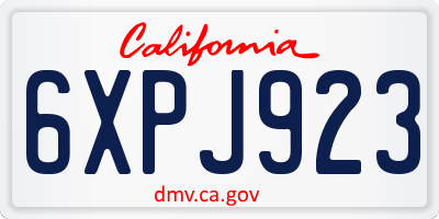 CA license plate 6XPJ923