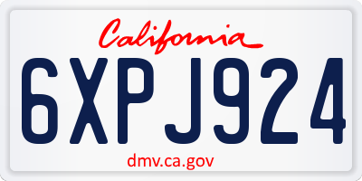 CA license plate 6XPJ924