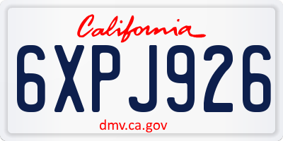 CA license plate 6XPJ926