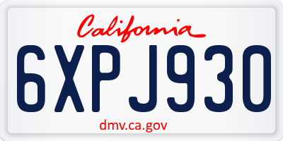 CA license plate 6XPJ930
