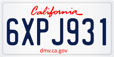 CA license plate 6XPJ931