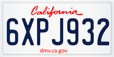 CA license plate 6XPJ932