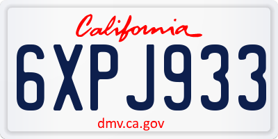 CA license plate 6XPJ933