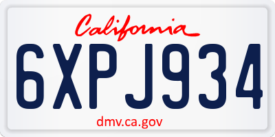 CA license plate 6XPJ934