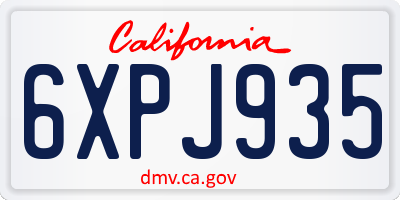CA license plate 6XPJ935