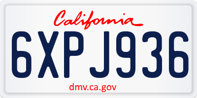 CA license plate 6XPJ936
