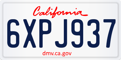 CA license plate 6XPJ937