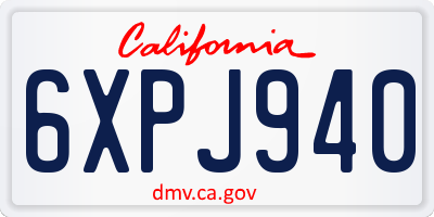 CA license plate 6XPJ940