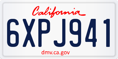 CA license plate 6XPJ941