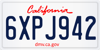 CA license plate 6XPJ942