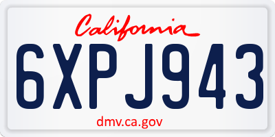 CA license plate 6XPJ943