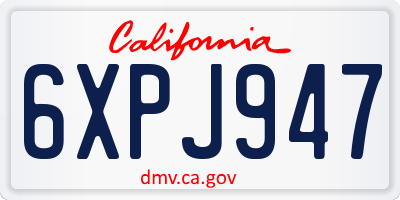 CA license plate 6XPJ947