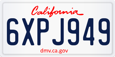 CA license plate 6XPJ949