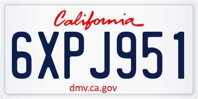 CA license plate 6XPJ951