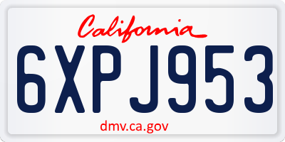 CA license plate 6XPJ953