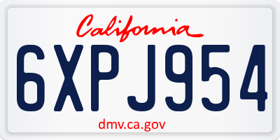 CA license plate 6XPJ954