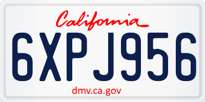 CA license plate 6XPJ956