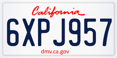 CA license plate 6XPJ957