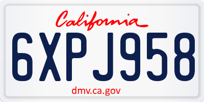 CA license plate 6XPJ958
