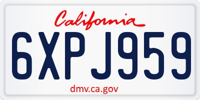 CA license plate 6XPJ959