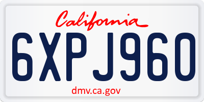 CA license plate 6XPJ960