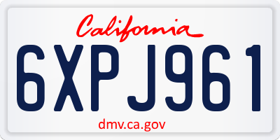 CA license plate 6XPJ961