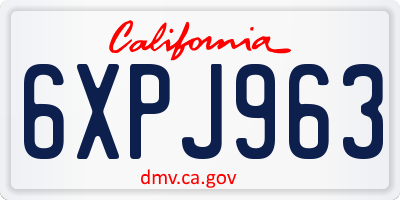 CA license plate 6XPJ963