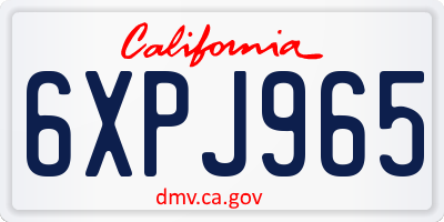 CA license plate 6XPJ965