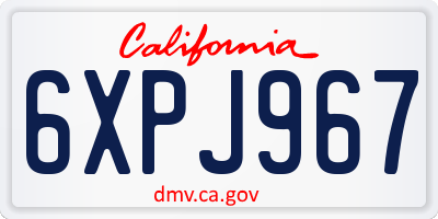 CA license plate 6XPJ967