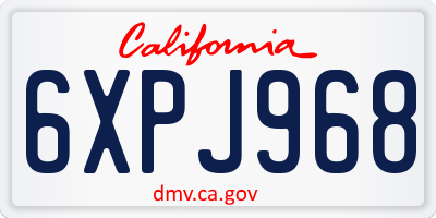 CA license plate 6XPJ968