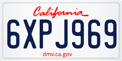 CA license plate 6XPJ969
