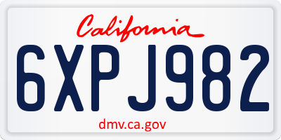 CA license plate 6XPJ982