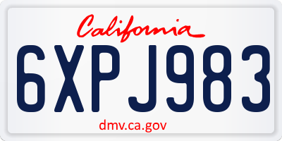 CA license plate 6XPJ983